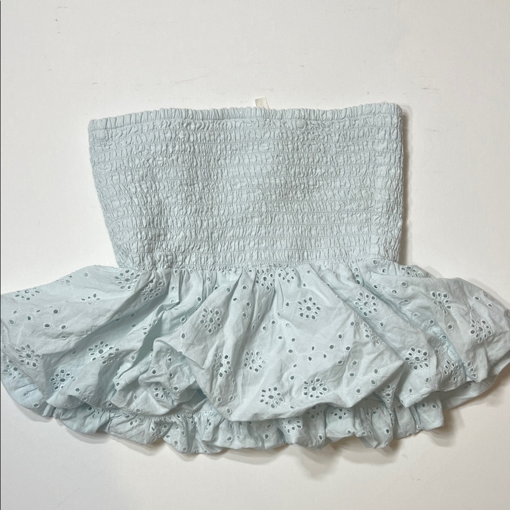 American Eagle Outfitters Strapless Baby Blue Bubble Top